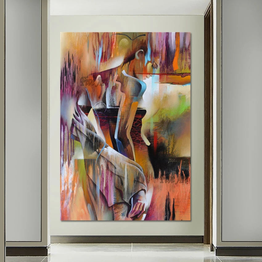 Indian Naked Girls Abstract Canvas Wall Modern Woman Paintings Home Decoration Body Art Picture Unframed Acrylic Texture Artwork