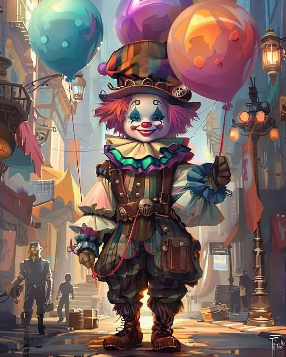Acrylic Painting by Numbers Kit DIY Kid Clown Funny Artwork Canvas Art Hand Painting Home Personality Gift Decoration