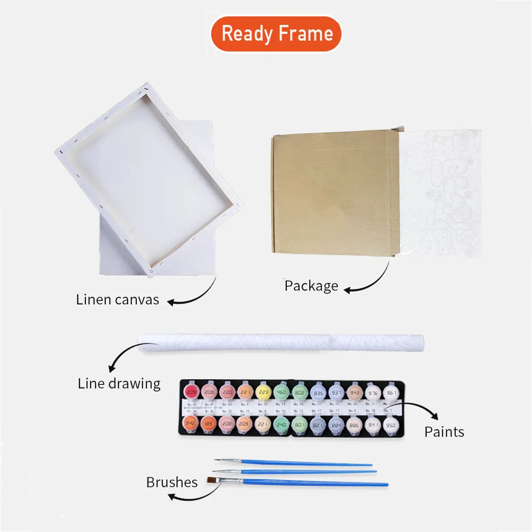 Acrylic Painting by Numbers Kit DIY Kid Clown Funny Artwork Canvas Art Hand Painting Home Personality Gift Decoration