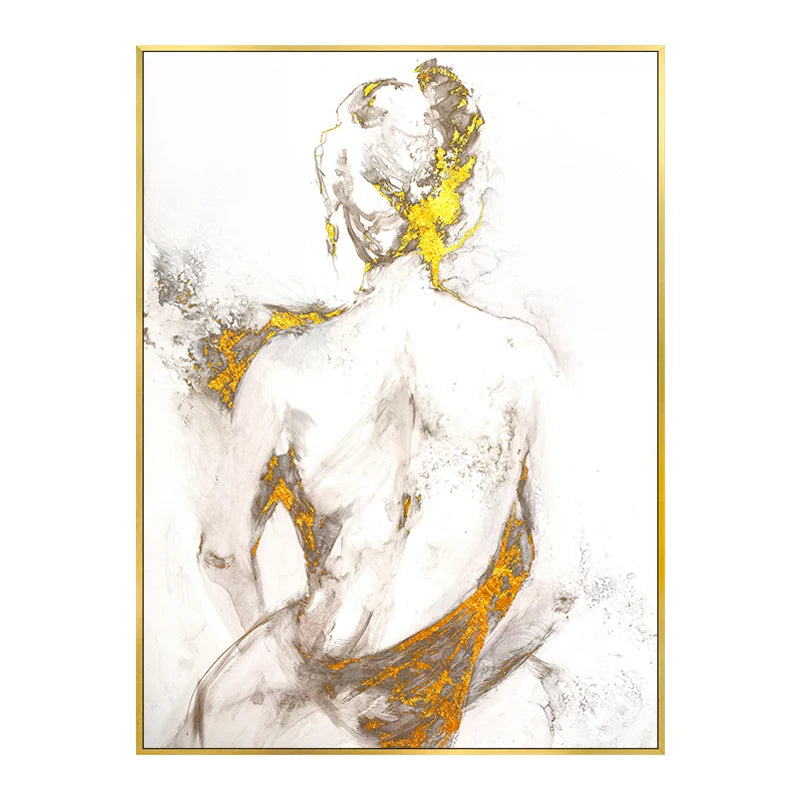 Abstract Sexy Naked Back Woman Gold Foil Poster Modern Decorative Paintings Canvas Wall Art Pictures Living Room Home Decoration