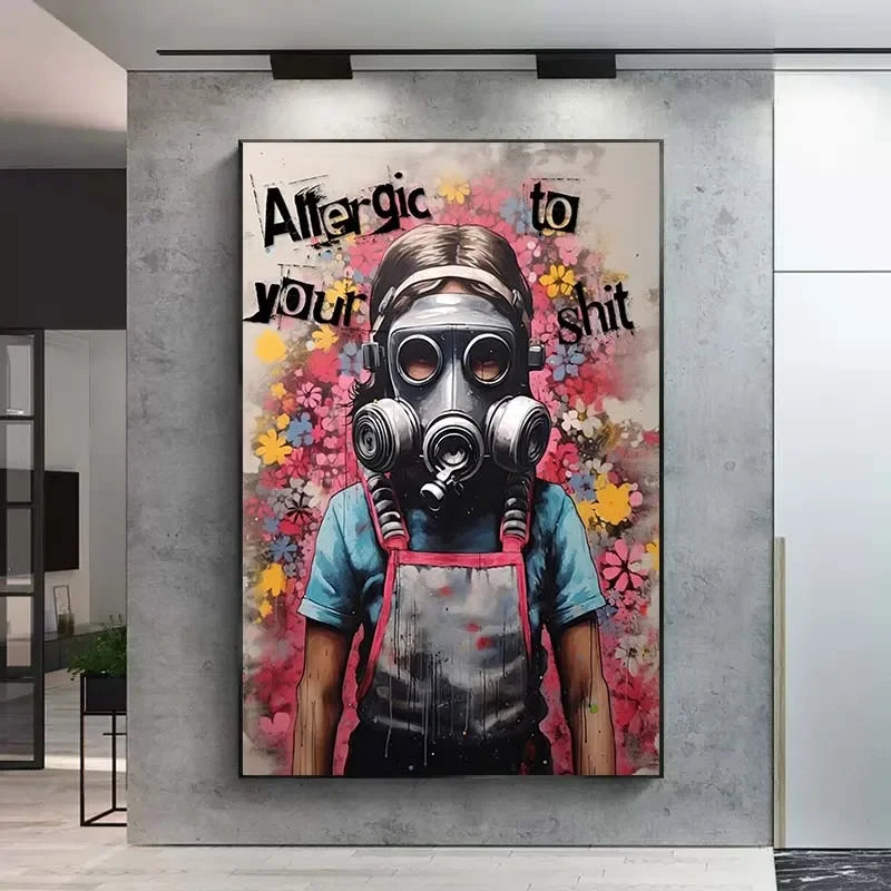 A Banksy Graffiti Boy Girl with Balloon on Canvas Posters Prints Pop Street Wall Art Painting for Living Room Home Decor Cuadros