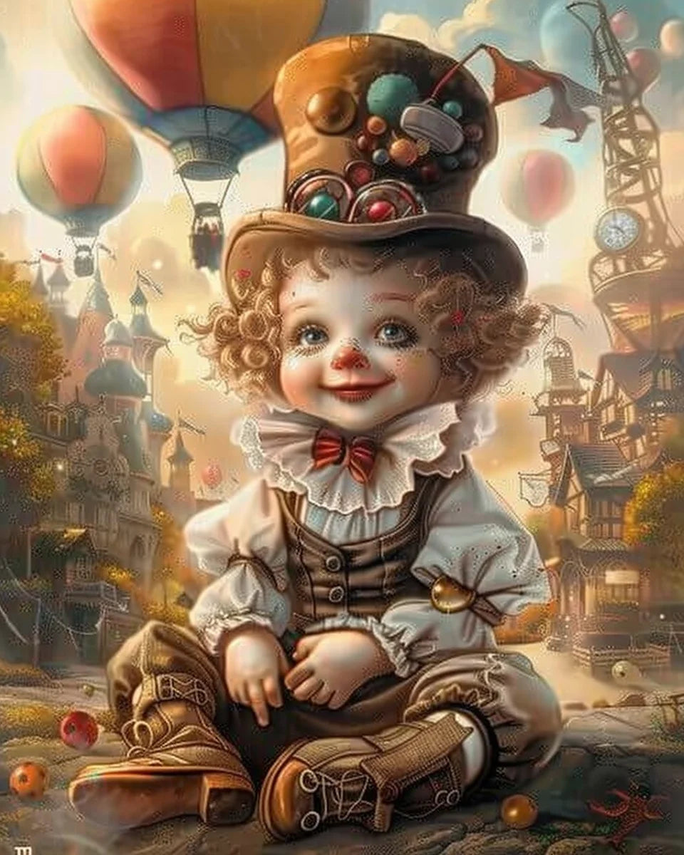 Acrylic Painting by Numbers Kit DIY Kid Clown Funny Artwork Canvas Art Hand Painting Home Personality Gift Decoration