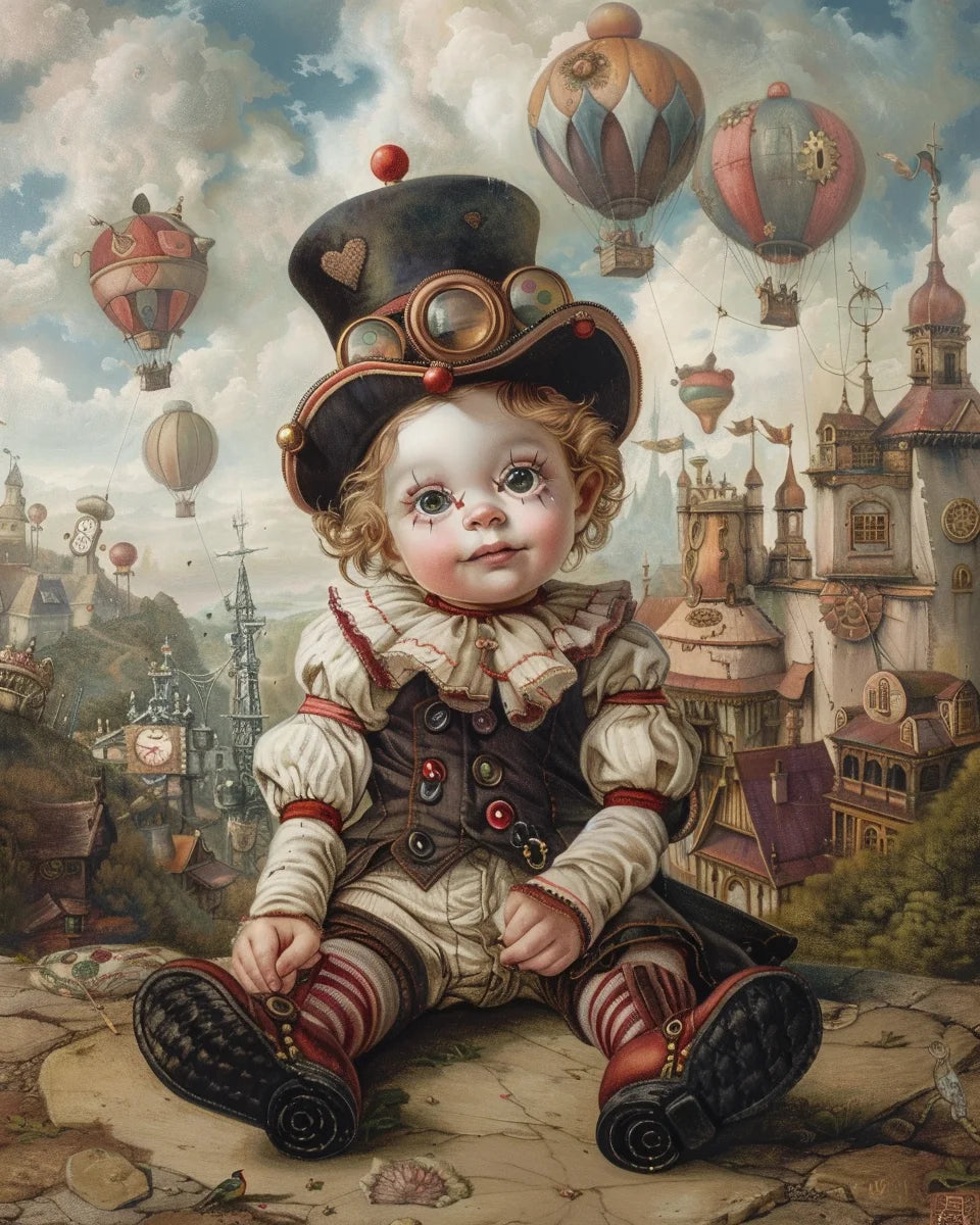 Acrylic Painting by Numbers Kit DIY Kid Clown Funny Artwork Canvas Art Hand Painting Home Personality Gift Decoration