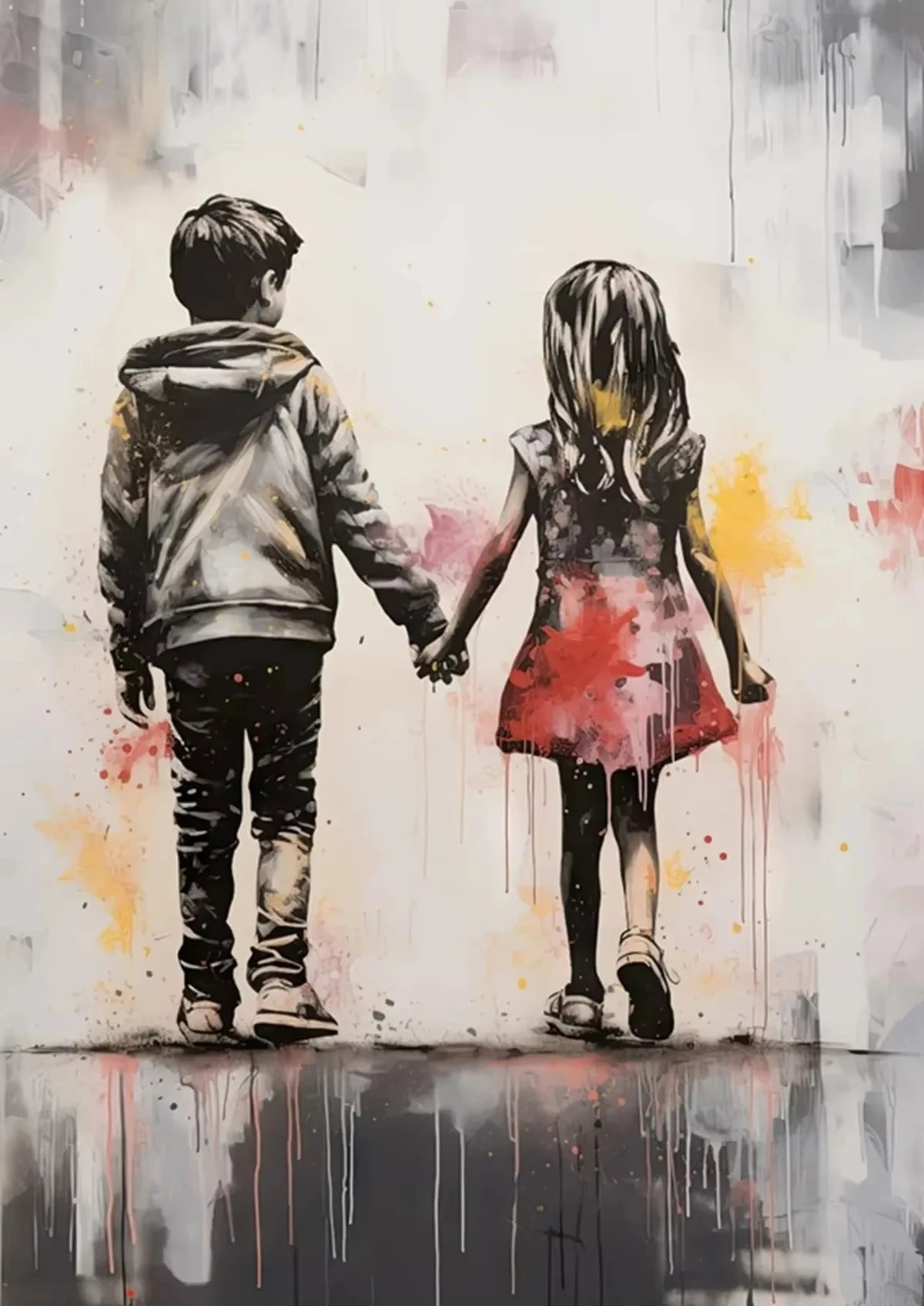 A Banksy Graffiti Boy Girl with Balloon on Canvas Posters Prints Pop Street Wall Art Painting for Living Room Home Decor Cuadros