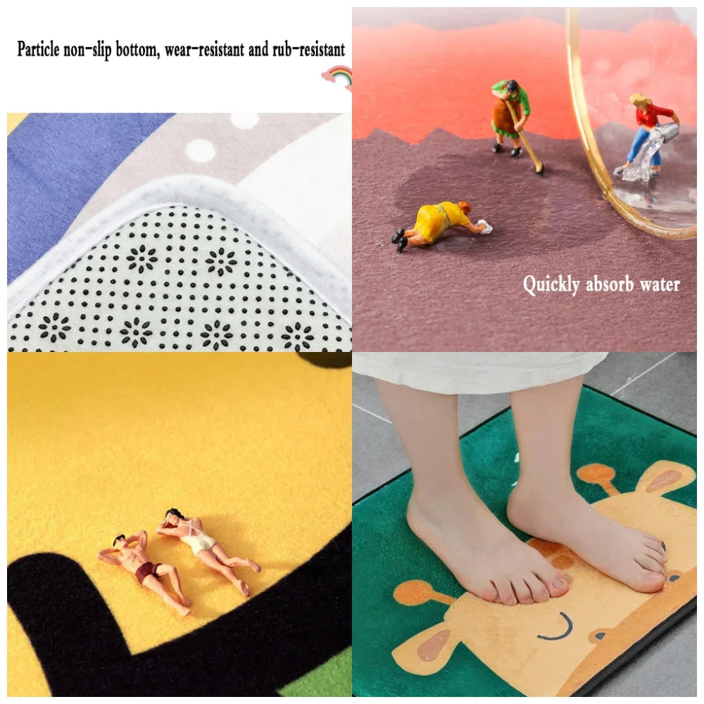 Cute Powerpuffs-Girls Classic Anime Long Rugs Nordic Style Home Doormat Bathroom-Toilet Mats Bedroom Bedside Area Rugs