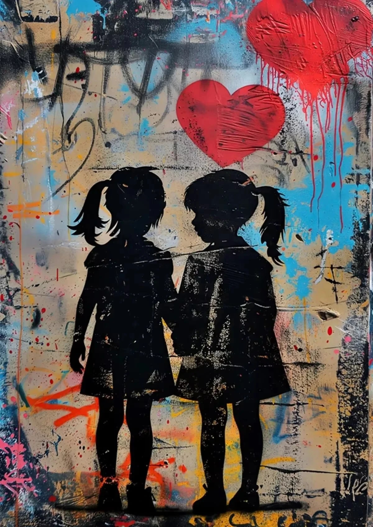 A Banksy Graffiti Boy Girl with Balloon on Canvas Posters Prints Pop Street Wall Art Painting for Living Room Home Decor Cuadros