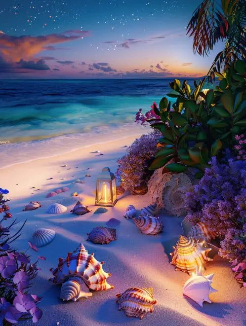 RUOPOTY Diamond Painting Seaside Night Dimond Art Paintings Scenery Diamond Embroidery Sale For Home Decors Diy Crafts