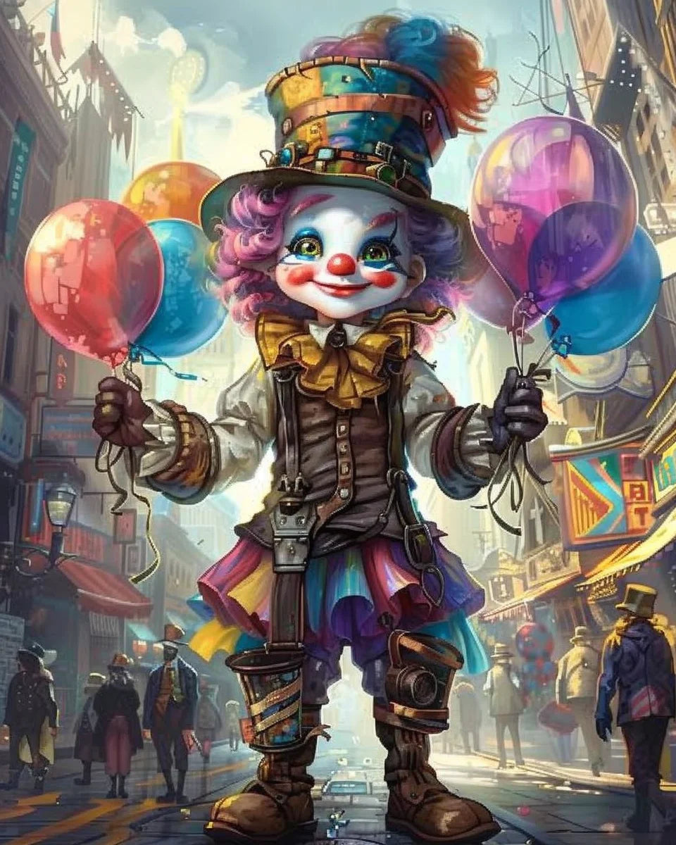 Acrylic Painting by Numbers Kit DIY Kid Clown Funny Artwork Canvas Art Hand Painting Home Personality Gift Decoration
