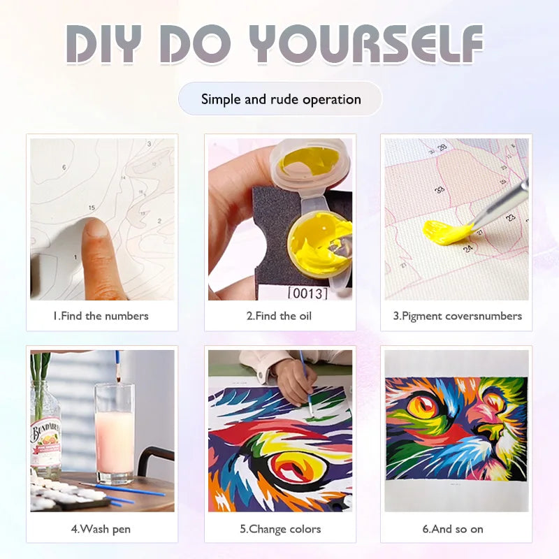 Acrylic Painting by Numbers Kit DIY Kid Clown Funny Artwork Canvas Art Hand Painting Home Personality Gift Decoration