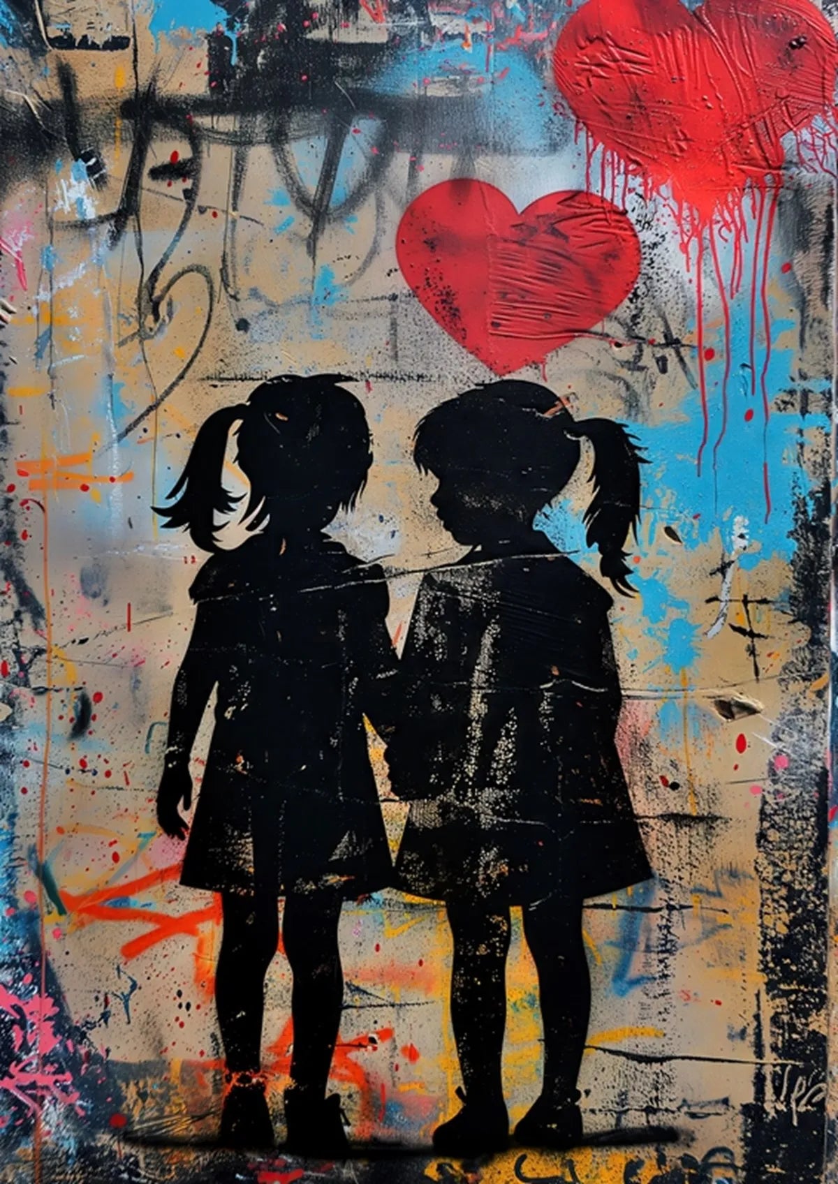 Pop Street Graffiti Wall Art Banksy Boy Girl with Balloon on Canvas Posters and Prints Painting for Living Room Home Decor Gifts