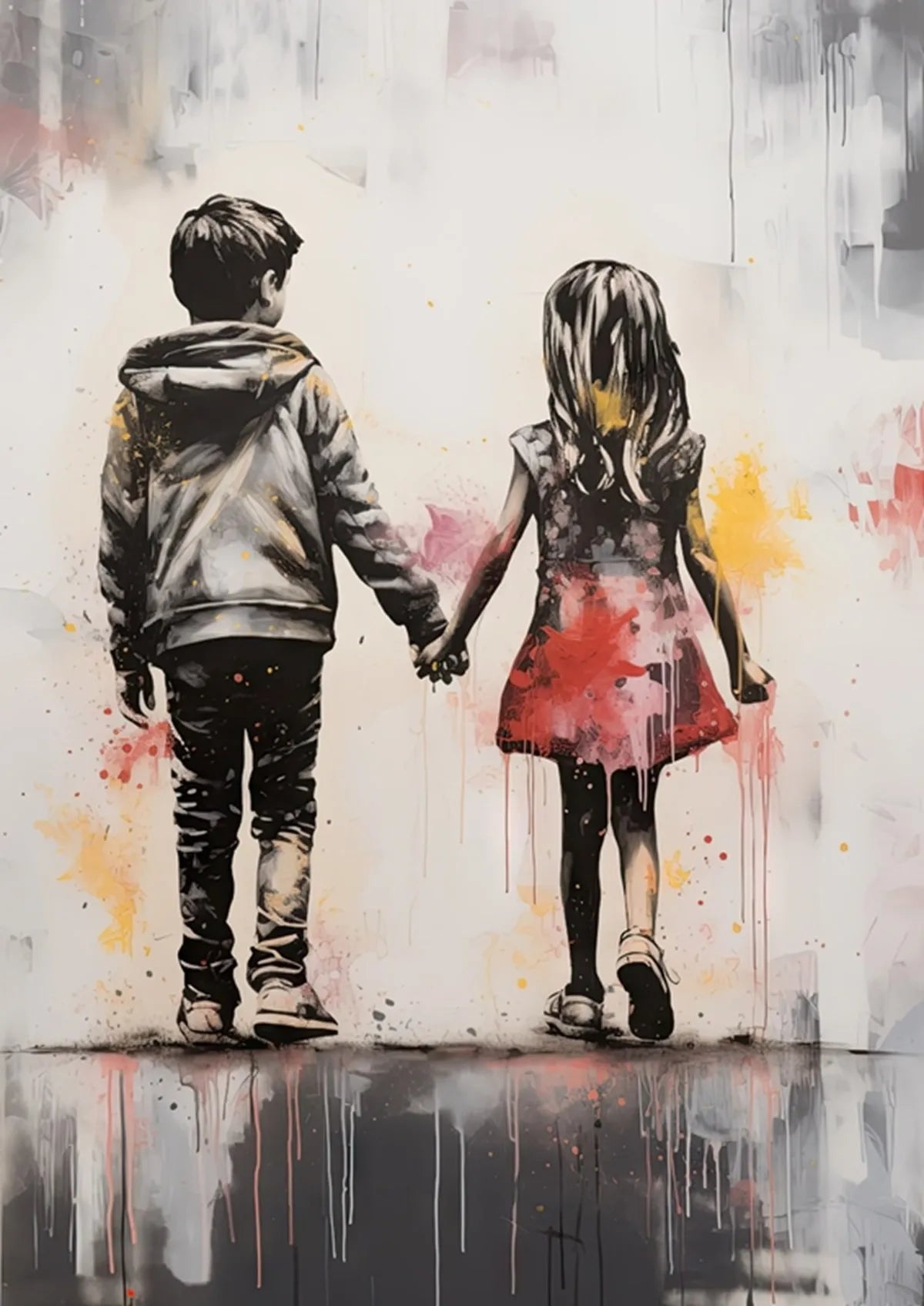 Pop Street Graffiti Wall Art Banksy Boy Girl with Balloon on Canvas Posters and Prints Painting for Living Room Home Decor Gifts