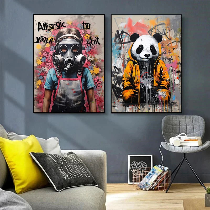 Pop Street Graffiti Wall Art Banksy Boy Girl with Balloon on Canvas Posters and Prints Painting for Living Room Home Decor Gifts