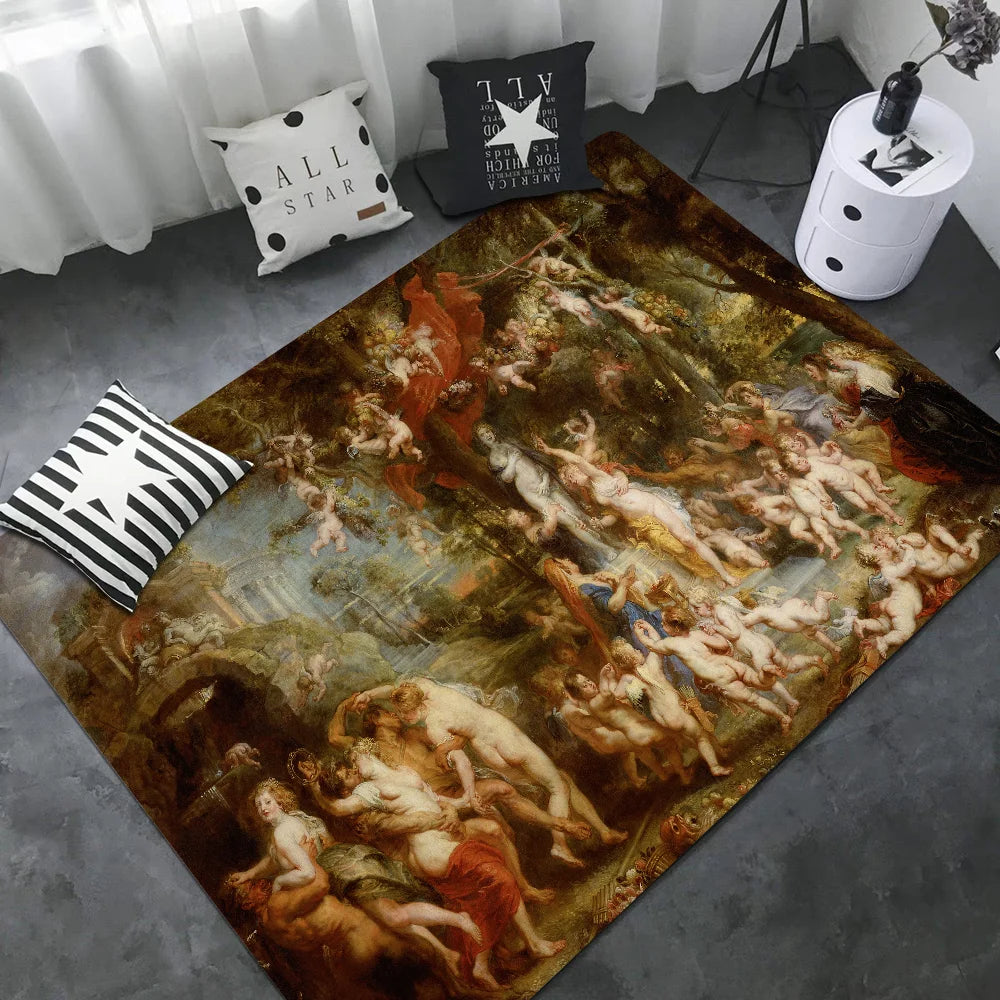 Renaissance Art Painting Long Rugs Nordic Style Home Doormat Bathroom-Toilet Mats Bedroom Hotel Decor Mat