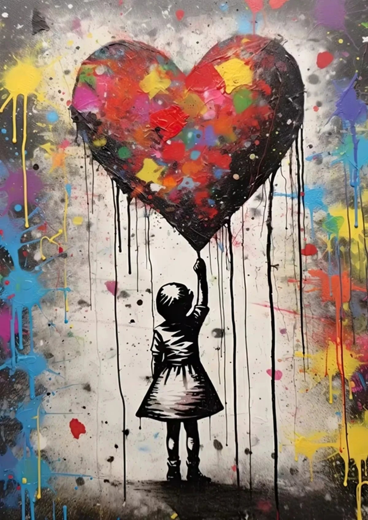 A Banksy Graffiti Boy Girl with Balloon on Canvas Posters Prints Pop Street Wall Art Painting for Living Room Home Decor Cuadros