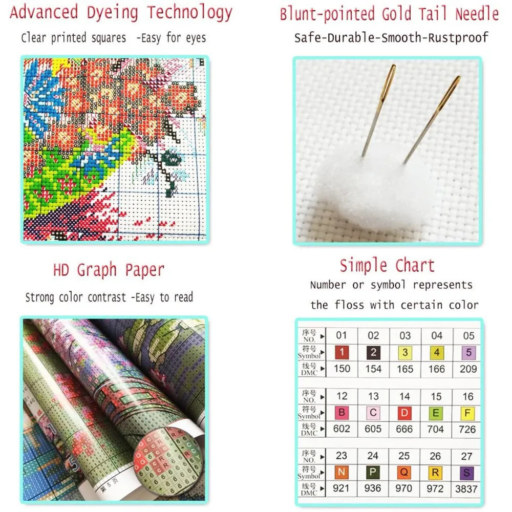 Animal Cut Cat DIY Cross Stitch 11CT Embroidery Kits Needlework Craft Set Cotton Thread Printed Canvas Home     Design