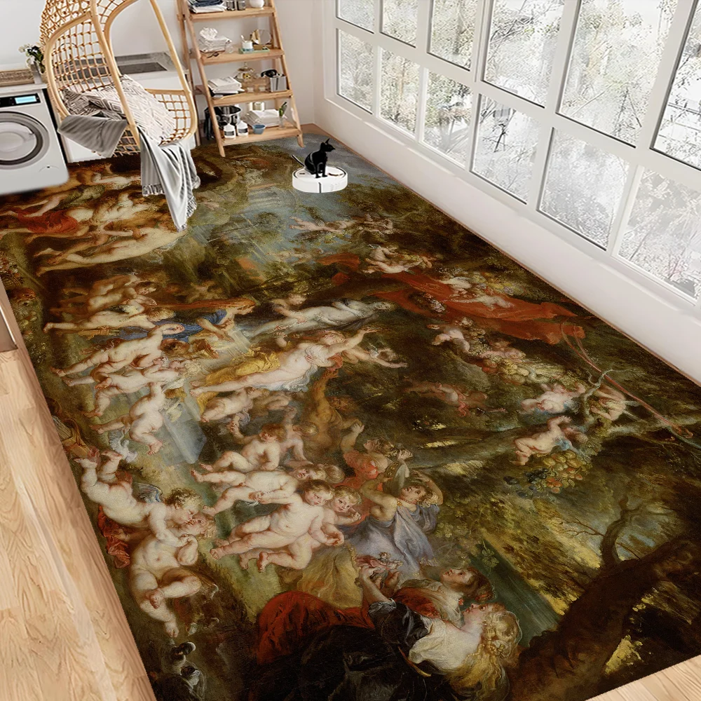 Renaissance Art Painting Long Rugs Nordic Style Home Doormat Bathroom-Toilet Mats Bedroom Hotel Decor Mat