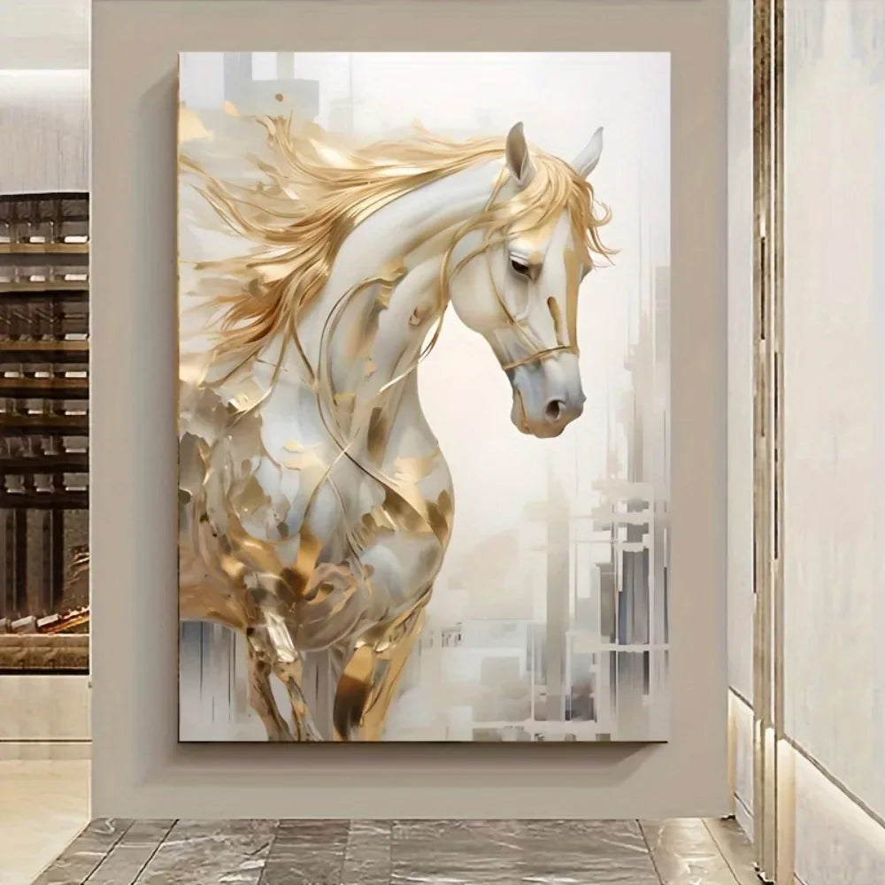 1 piece 31.49*47.24 inches /80 cm *120 cm frameless modern retro Golden horse wall art painting