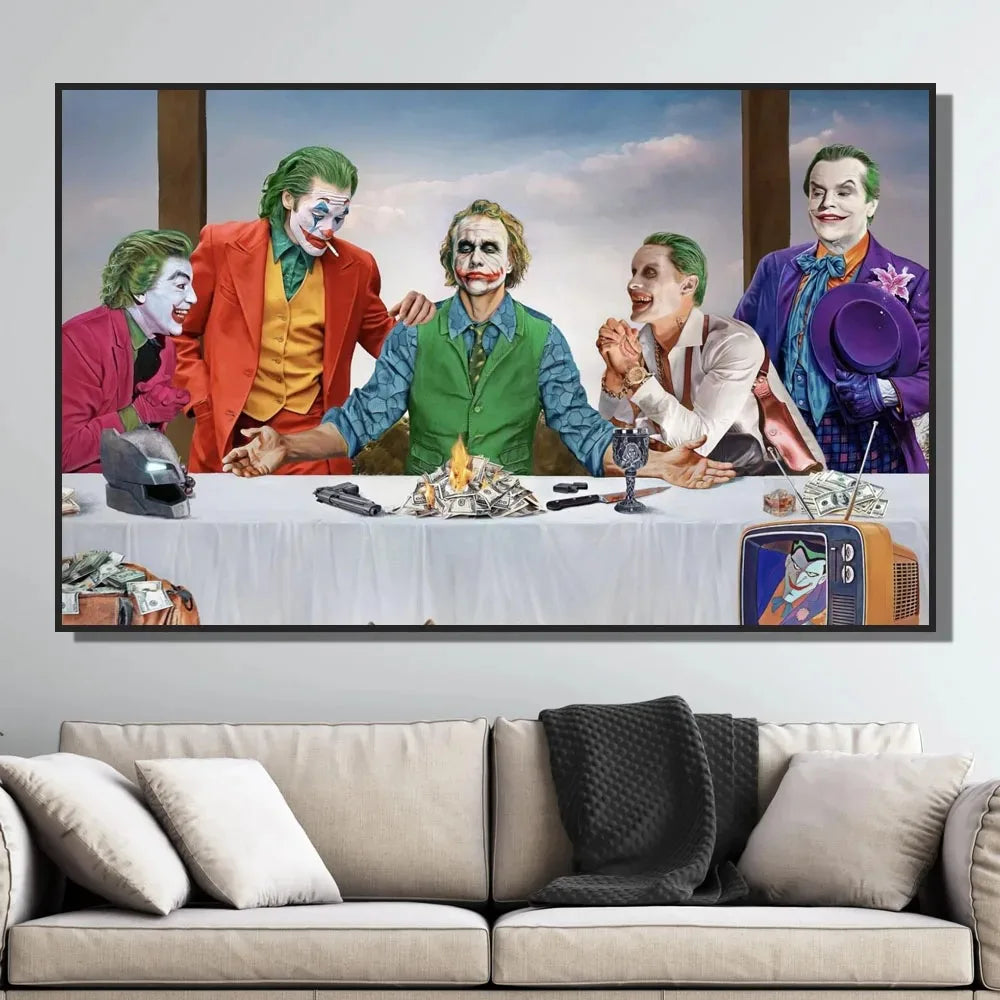 The Joker Man Oil Canvas Painting Comic-Joker Prints Wall Poster Home Decor Painting Wall Pictures for Living Room Decoration