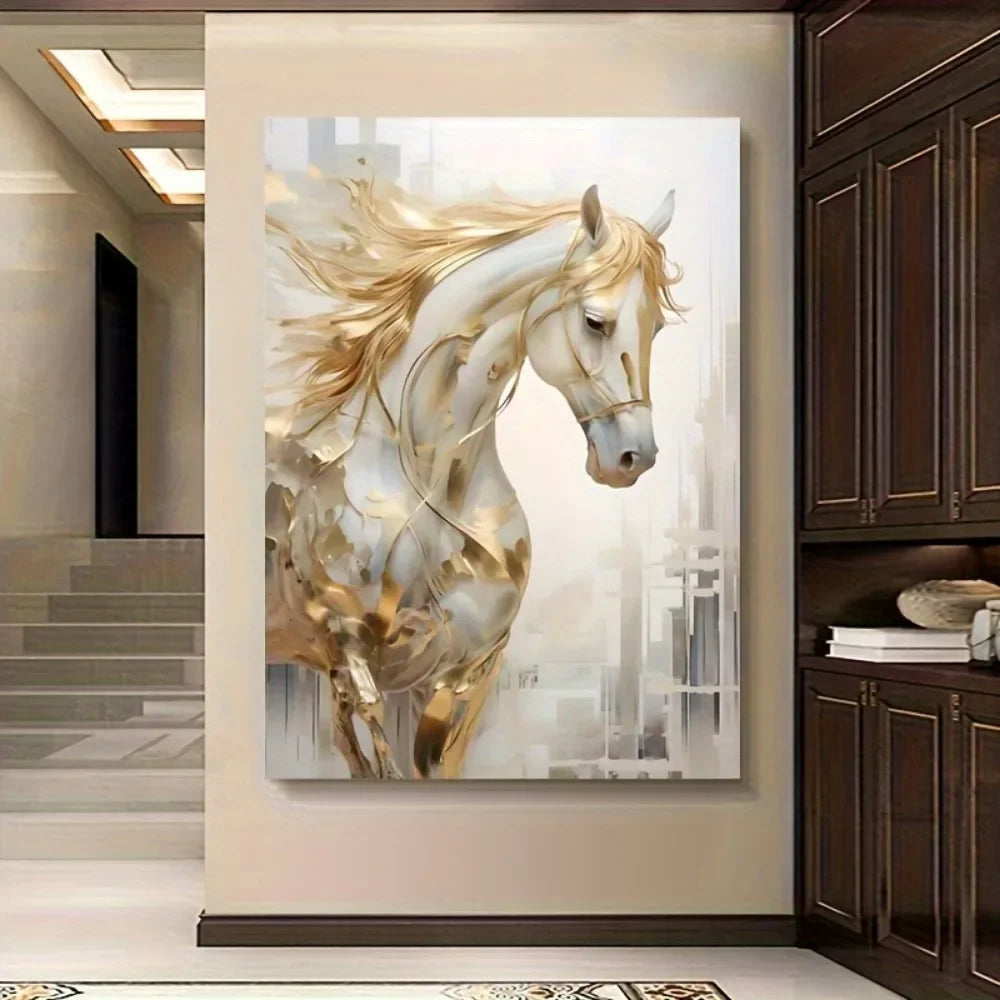 1 piece 31.49*47.24 inches /80 cm *120 cm frameless modern retro Golden horse wall art painting