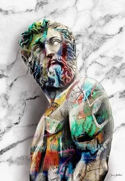 Statue of David Graffiti Art Canvas Painting David Head Sculpture Posters and Prints Street Wall Art Pictures for Room Decor