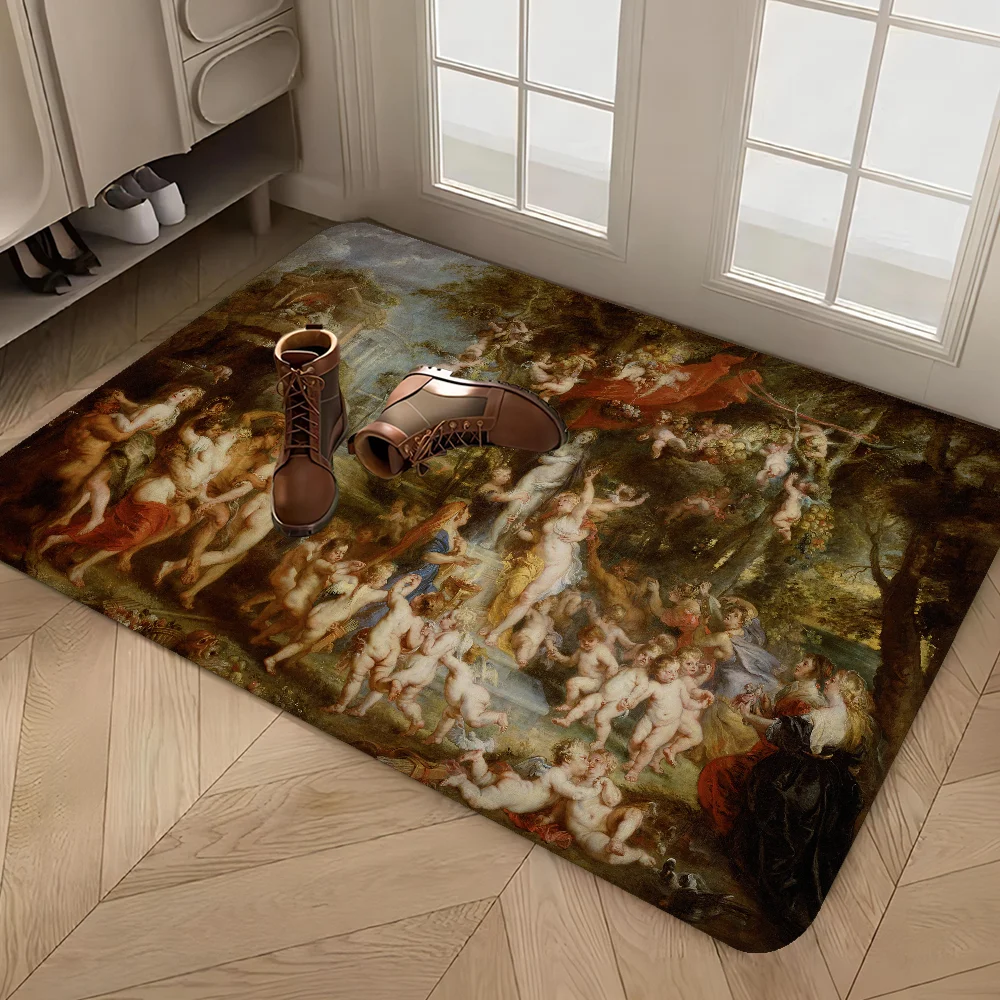 Renaissance Art Painting Long Rugs Nordic Style Home Doormat Bathroom-Toilet Mats Bedroom Hotel Decor Mat