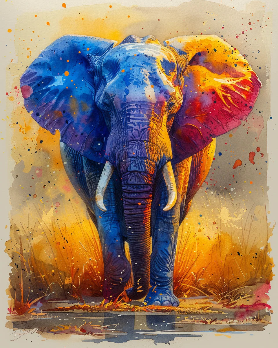 Painting By Numbers Elephant On African Grassland Adult Acrylic Kit Seascape DIY Paint Canvas Artwork Art Gift Home Decorate