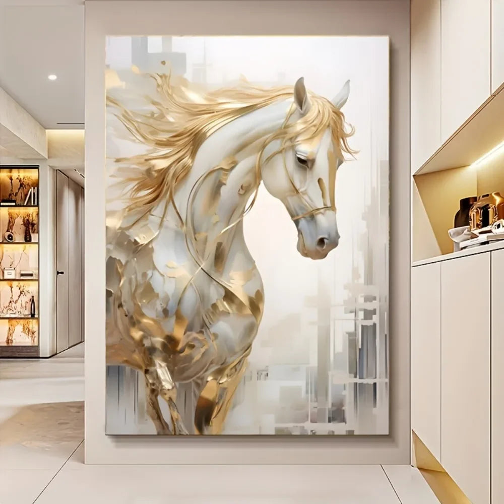 1 piece 31.49*47.24 inches /80 cm *120 cm frameless modern retro Golden horse wall art painting