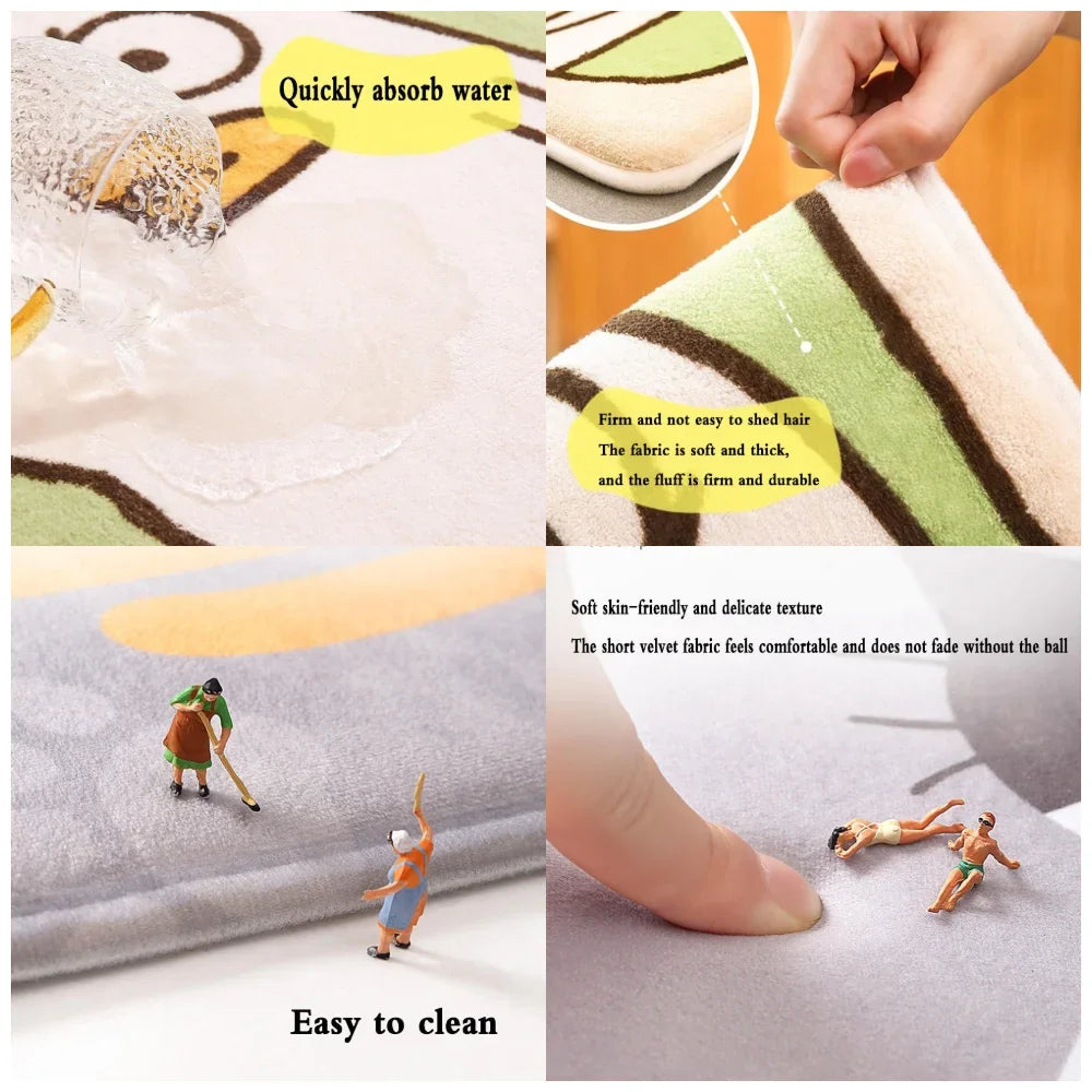 Cute Powerpuffs-Girls Classic Anime Long Rugs Nordic Style Home Doormat Bathroom-Toilet Mats Bedroom Bedside Area Rugs