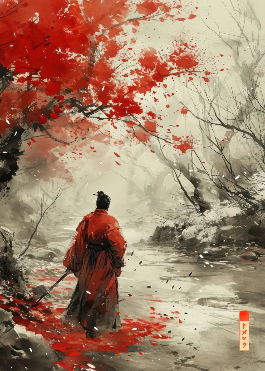Sumie Japanese Ink Paint Poster River Torii Gate Sitting Geisha Canvas printing wall decoration painting For Home Living Room