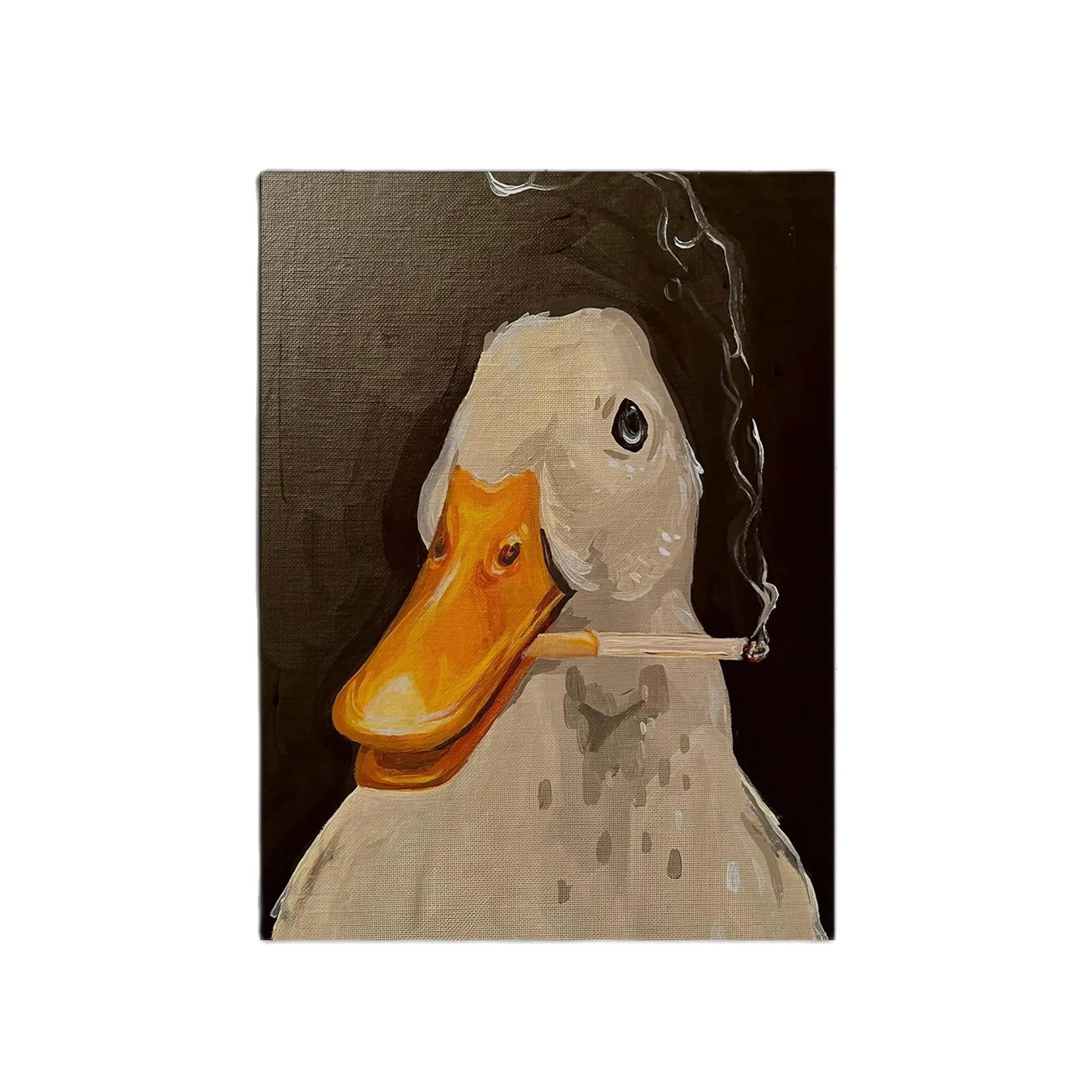 Duck Fun Illustration Canvas Wall Art Painting Creative Smoking Duck Poster and Print Pictures for Living Room Home Decoration