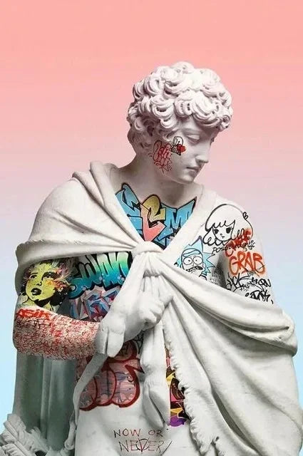 Statue of David Graffiti Art Canvas Painting David Head Sculpture Posters and Prints Street Wall Art Pictures for Room Decor