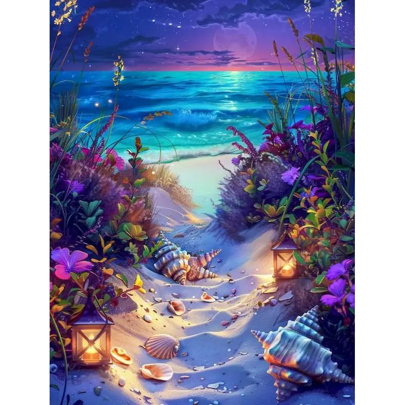 RUOPOTY Diamond Painting Seaside Night Dimond Art Paintings Scenery Diamond Embroidery Sale For Home Decors Diy Crafts