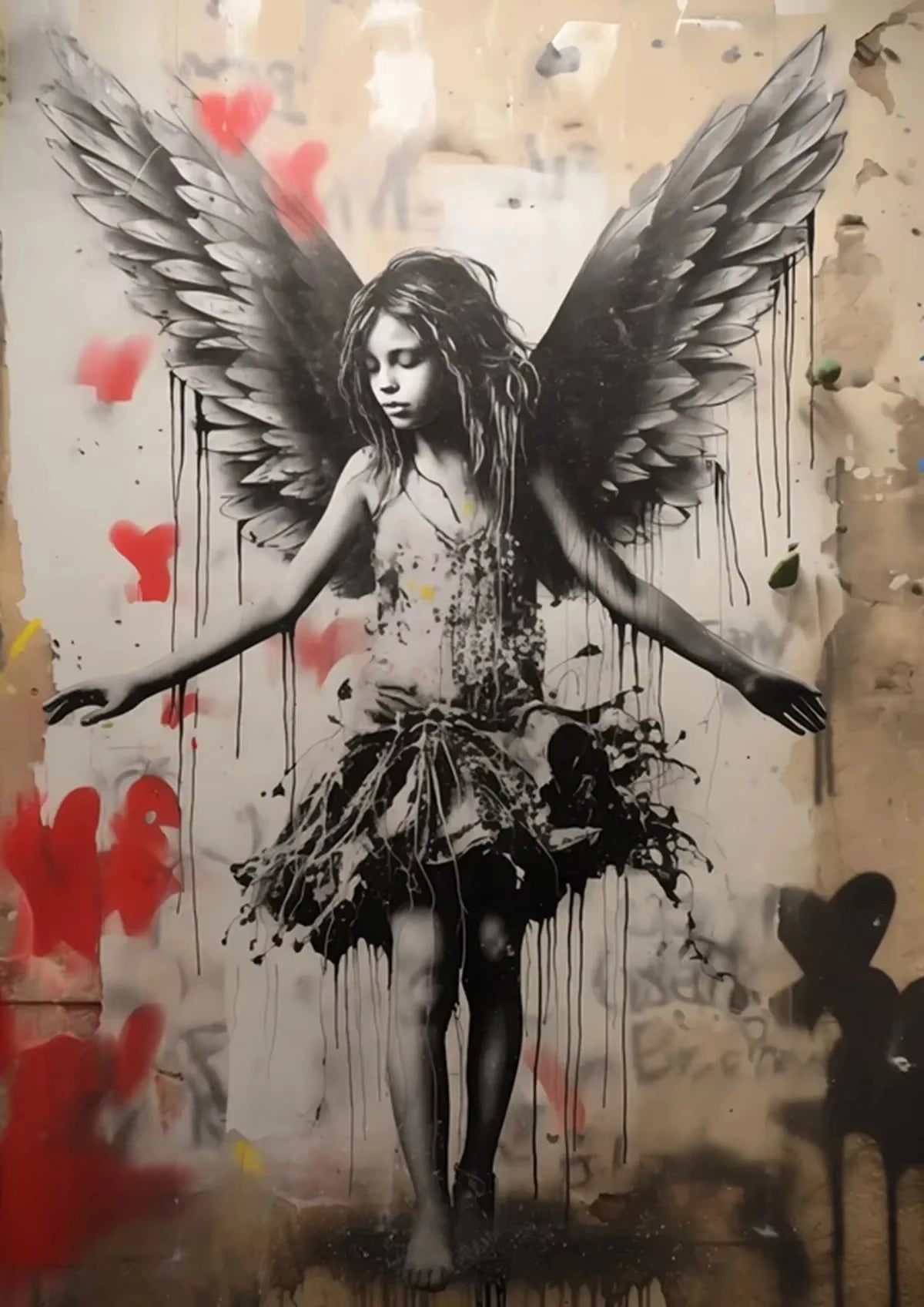 A Banksy Graffiti Boy Girl with Balloon on Canvas Posters Prints Pop Street Wall Art Painting for Living Room Home Decor Cuadros