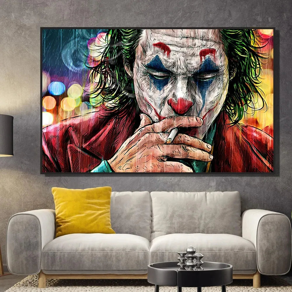 The Joker Man Oil Canvas Painting Comic-Joker Prints Wall Poster Home Decor Painting Wall Pictures for Living Room Decoration