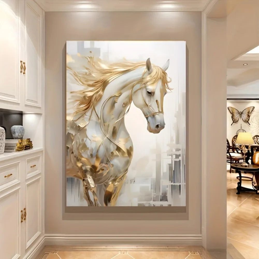1 piece 31.49*47.24 inches /80 cm *120 cm frameless modern retro Golden horse wall art painting