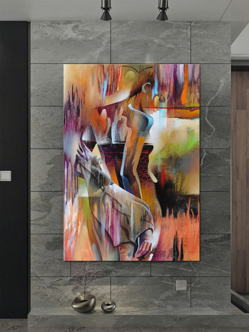 Indian Naked Girls Abstract Canvas Wall Modern Woman Paintings Home Decoration Body Art Picture Unframed Acrylic Texture Artwork