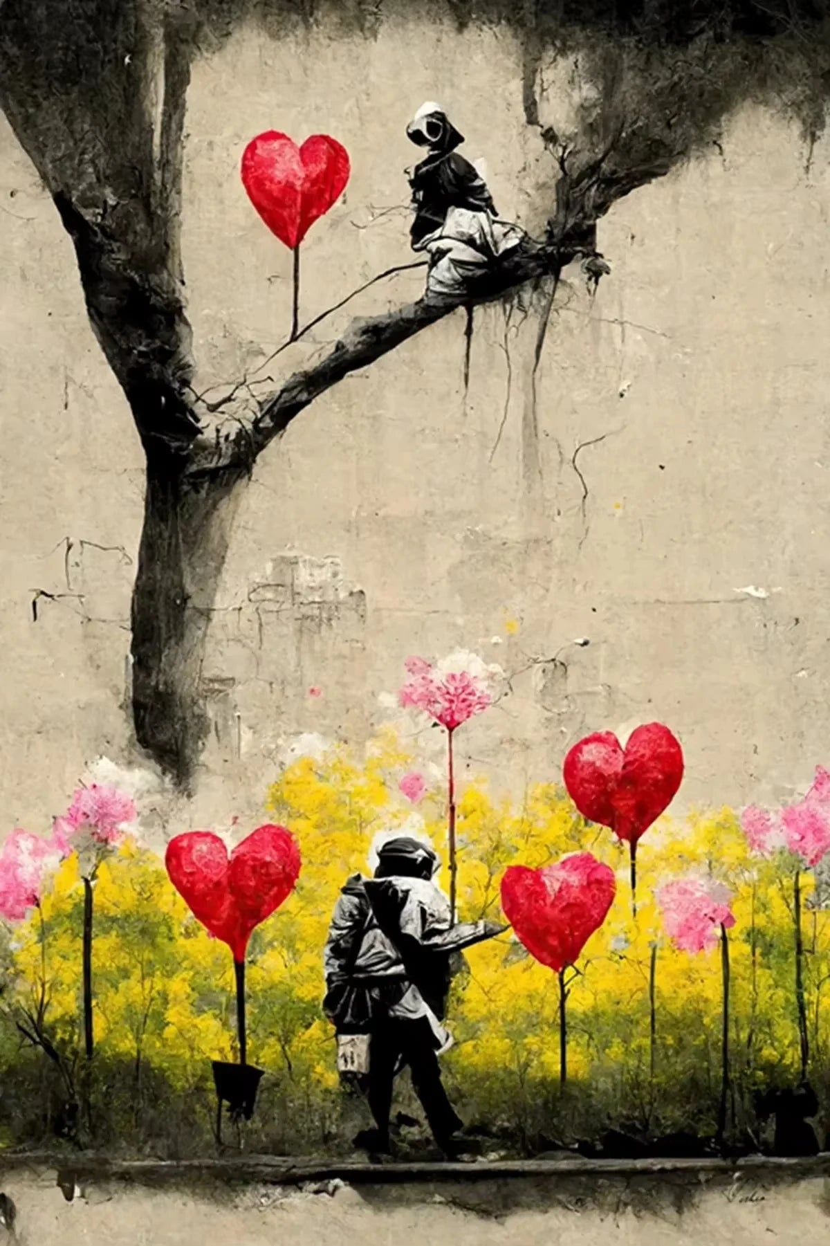 A Banksy Graffiti Boy Girl with Balloon on Canvas Posters Prints Pop Street Wall Art Painting for Living Room Home Decor Cuadros