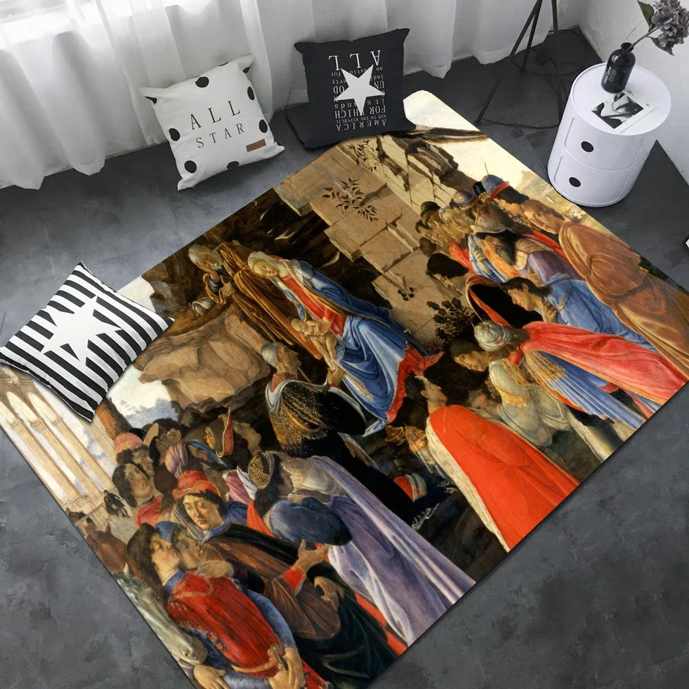 Renaissance Art Painting Long Rugs Nordic Style Home Doormat Bathroom-Toilet Mats Bedroom Hotel Decor Mat