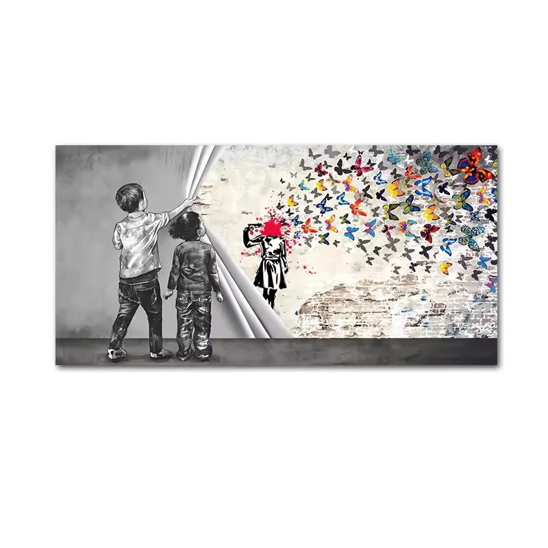 Banksy Street Art Graffiti Urban Wall Art Balloon Girl Canvas Painting Large Size Posters and Prints for Living Room Home Decor
