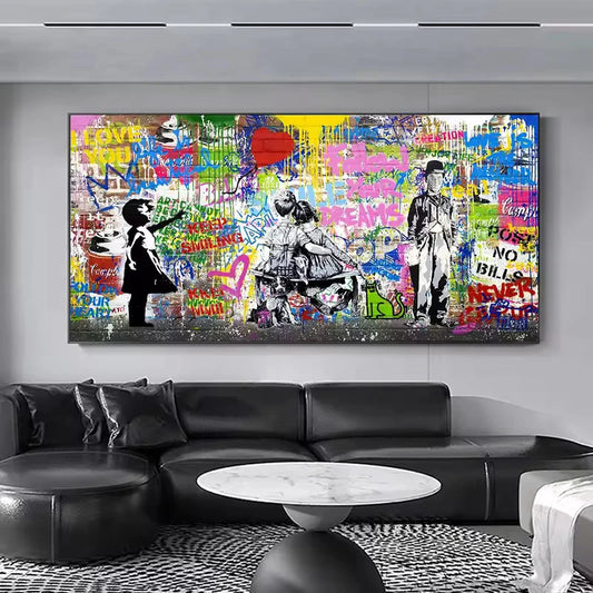 Banksy Street Art Graffiti Urban Wall Art Balloon Girl Canvas Painting Large Size Posters and Prints for Living Room Home Decor
