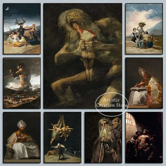 Witches Sabbath By Francisco De Goya The Colossus Canvas Painting Poster Wall Art Picture Cinema Room Home Bedroom Decoration