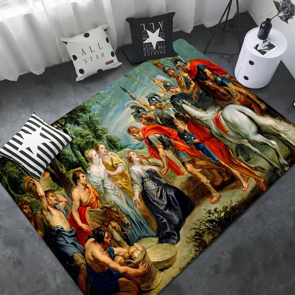 Renaissance Art Painting Long Rugs Nordic Style Home Doormat Bathroom-Toilet Mats Bedroom Hotel Decor Mat