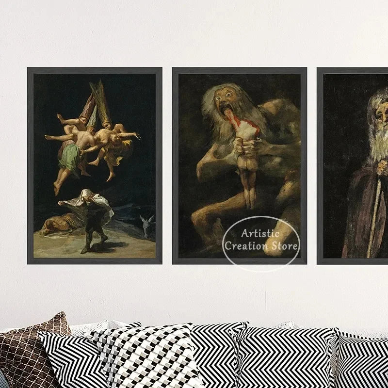 Witches Sabbath By Francisco De Goya The Colossus Canvas Painting Poster Wall Art Picture Cinema Room Home Bedroom Decoration