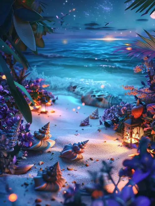 RUOPOTY Diamond Painting Seaside Night Dimond Art Paintings Scenery Diamond Embroidery Sale For Home Decors Diy Crafts