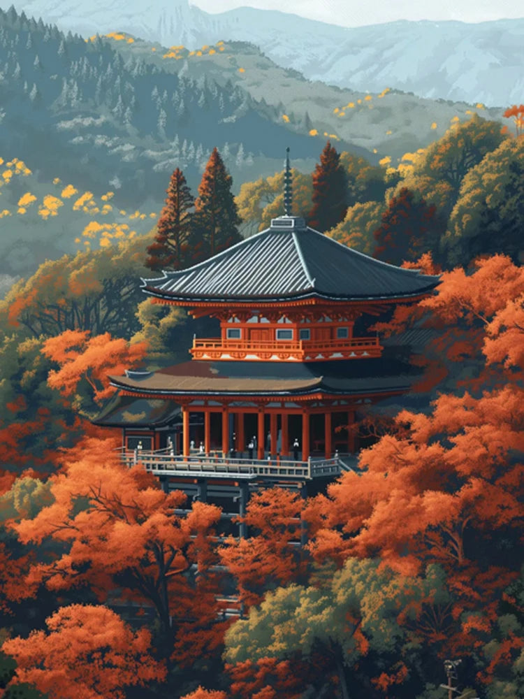 Diamond Art Paintings New 2025 Japan Tokyo City landscape Full Diamond Mosaic  Stitch Natural Scenery Cherry Blossom Embroidery