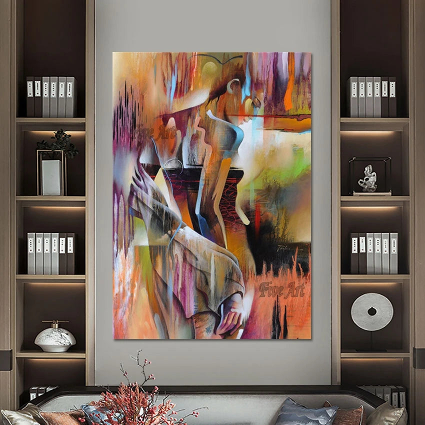 Indian Naked Girls Abstract Canvas Wall Modern Woman Paintings Home Decoration Body Art Picture Unframed Acrylic Texture Artwork