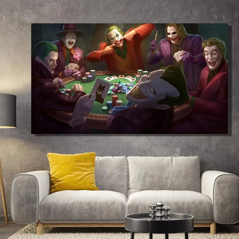 The Joker Man Oil Canvas Painting Comic-Joker Prints Wall Poster Home Decor Painting Wall Pictures for Living Room Decoration