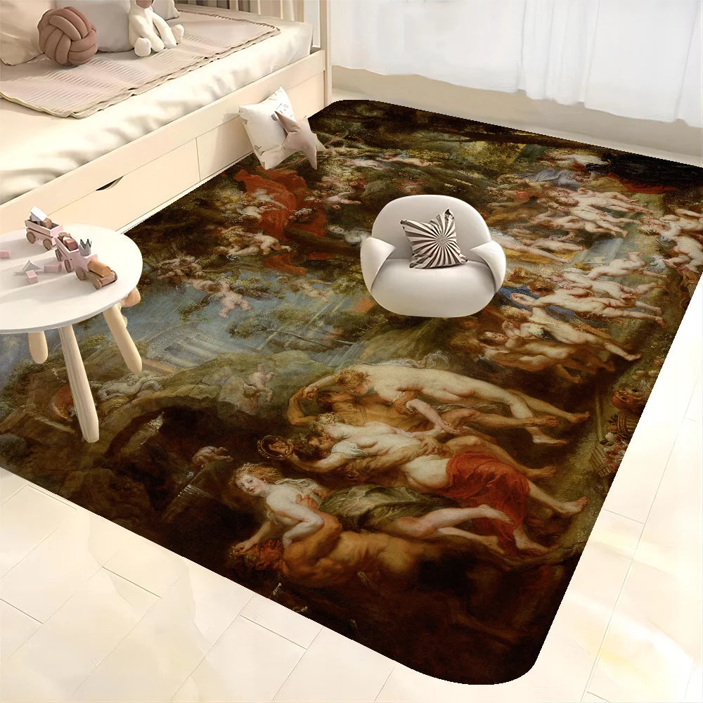 Renaissance Art Painting Long Rugs Nordic Style Home Doormat Bathroom-Toilet Mats Bedroom Hotel Decor Mat