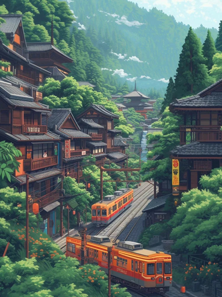 Diamond Art Paintings New 2025 Japan Tokyo City landscape Full Diamond Mosaic  Stitch Natural Scenery Cherry Blossom Embroidery